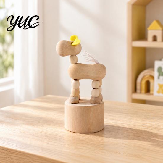 DIY Hand Painted Wood Crafts Wooden Movable Joints Animal Ornament, Doll Joint Ornaments Figures, Natural Decorative Desktop Art for Kids and