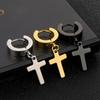 1/6pairs Stainless Steel Cross Ear Earrings for Men and Women Punk Black Cartilage Earrings Round Street Hip Hop Rock Zircon