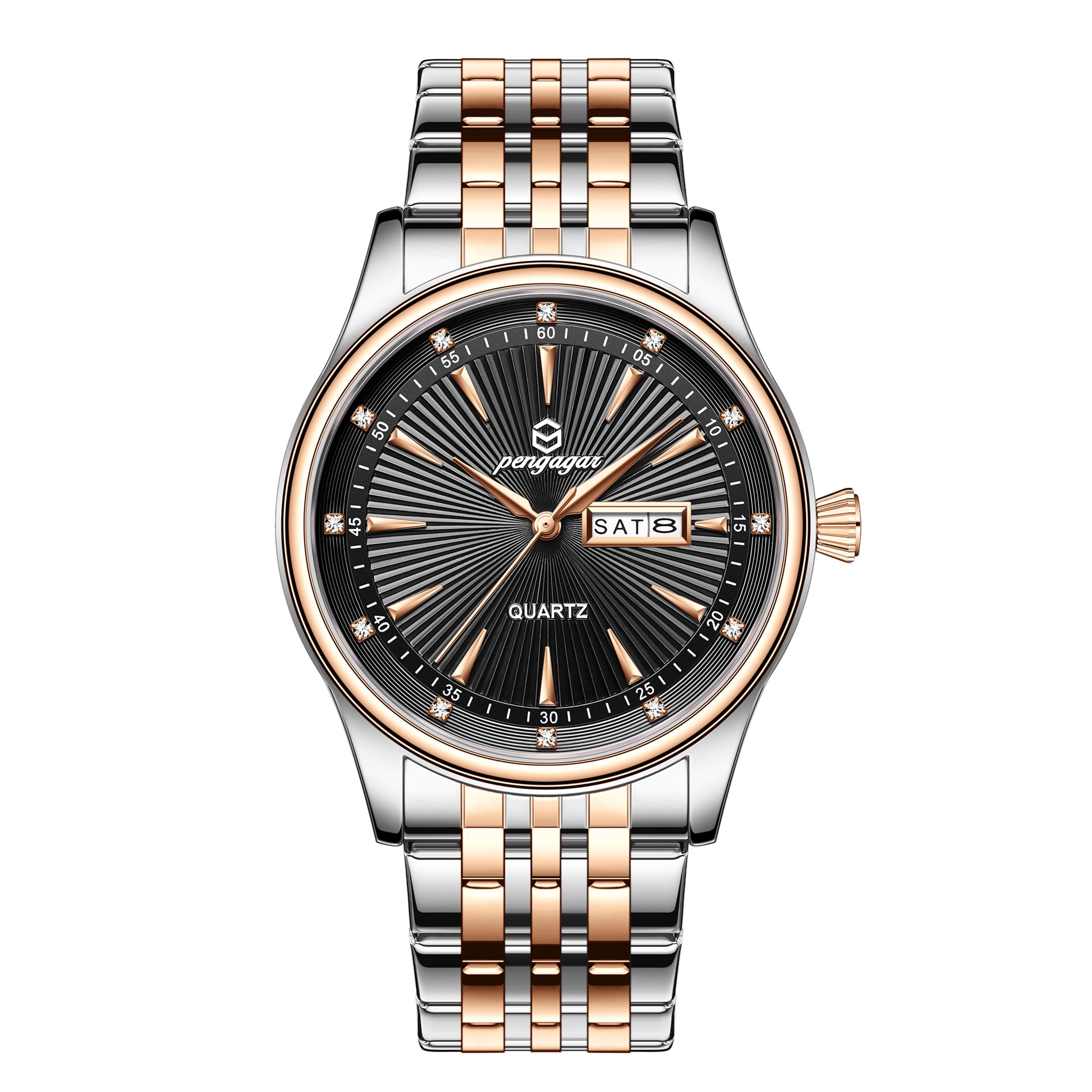

Quartz Watch Men S High-End Feeling Diamond Inlaid Simple Waterproof Calendar Steel Strip Business Male Fashion Clock Watches Set