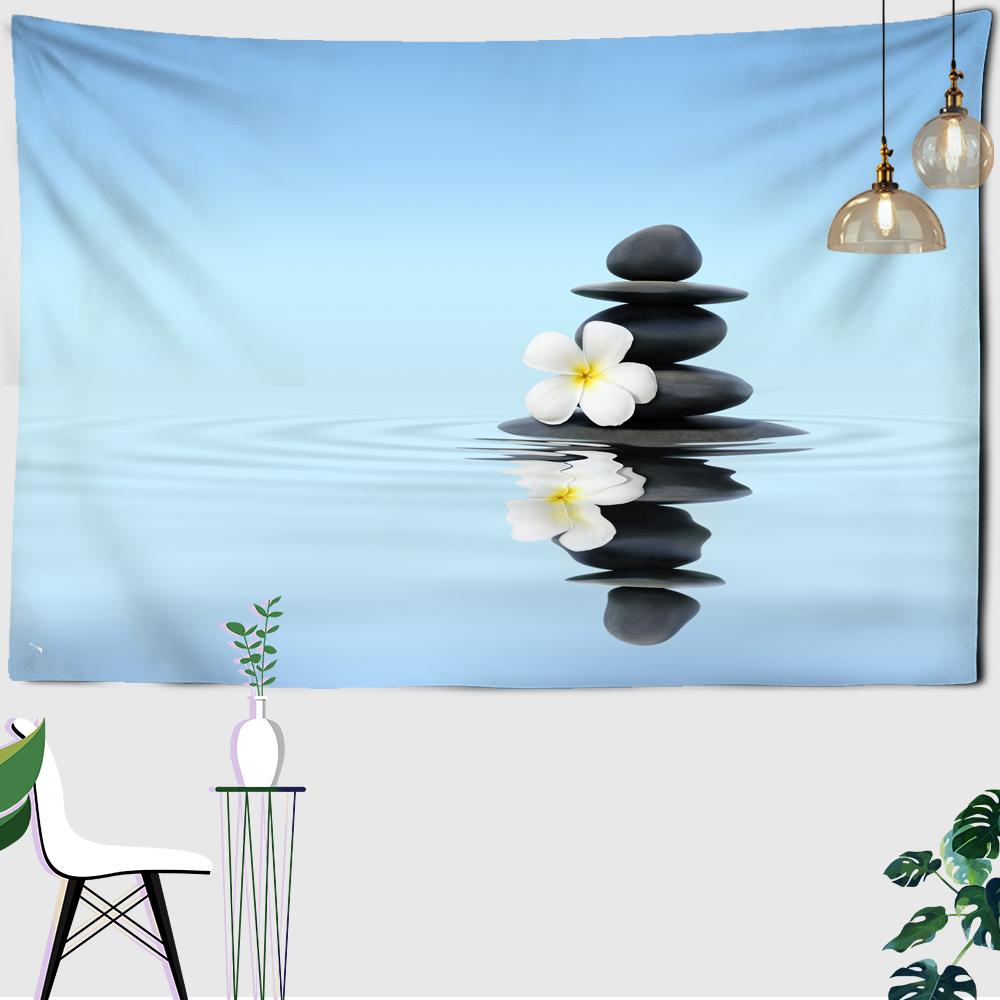 Wall Tapestry, Zen Garden, Massage Stone and Water Lily Beach Towel Throw Blanket Picnic Yoga Mat Family Outfit