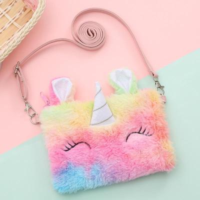 Unicorn Plush Coin Purse & Shoulder Bag for Kids - Cute Cartoon Messenger Bag