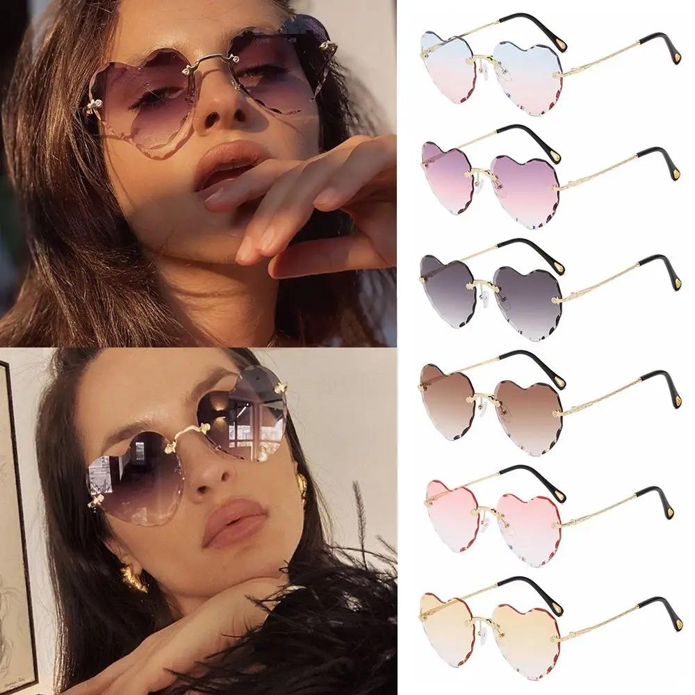 Cute Love Heart Thin Metal Frame Eyewear Heart-Shaped Sunglasses Heart Sunglasses SunGlasses for Women
