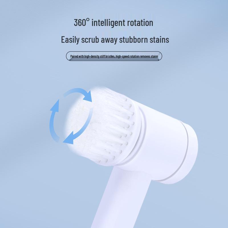 Cross-Border Waterproof Wireless Cleaning Brush for Kitchen & Bathroom - Portable, Multi-Functional, with Replacement Heads.