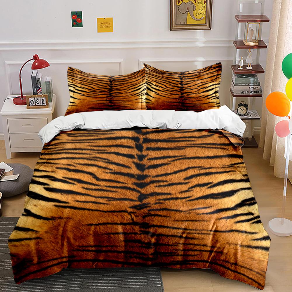 Set Biancheria da Letto Tigrato Set Copripiumino Copripiumino Federe Decorazione Casa (1 * Copripiumino 2 * Federe, senza piumino)