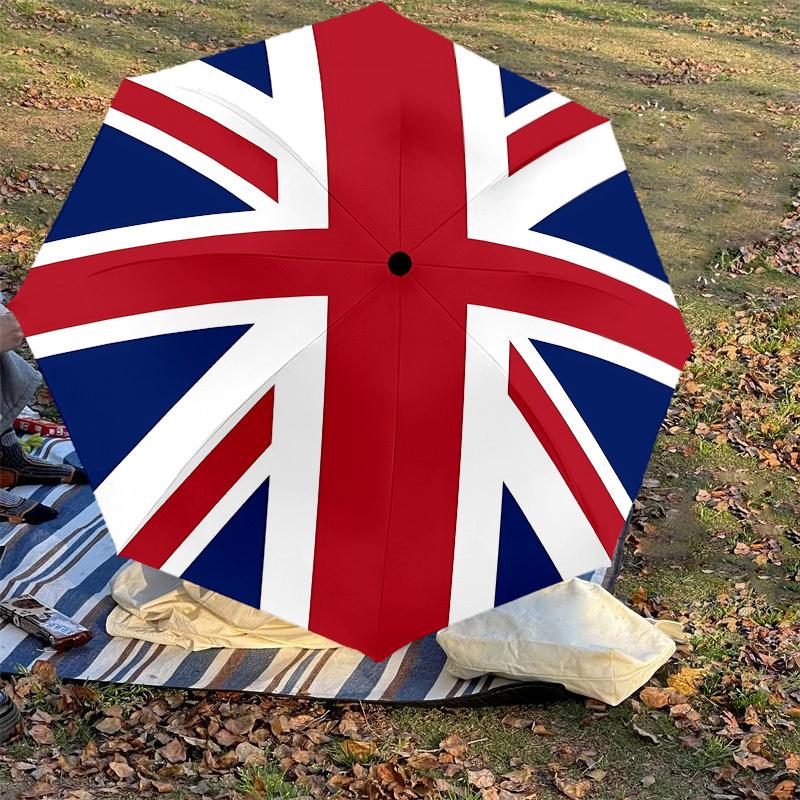 1pz Ombrello Automatico Apri/Chiudi Union Jack con Protezione Antivento, Telo Robusto a 8 Stecche, Stecche Resistenti, Design alla Moda1191A