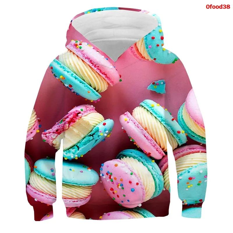 Frühling Herbst Popcorn Hoodies Kinder Macaron Print Jungen Mädchen Trainingsanzug Pommes Süßigkeiten Lustige Kleidung Obst 3D Druck Pullover Kinder Sweatshirts