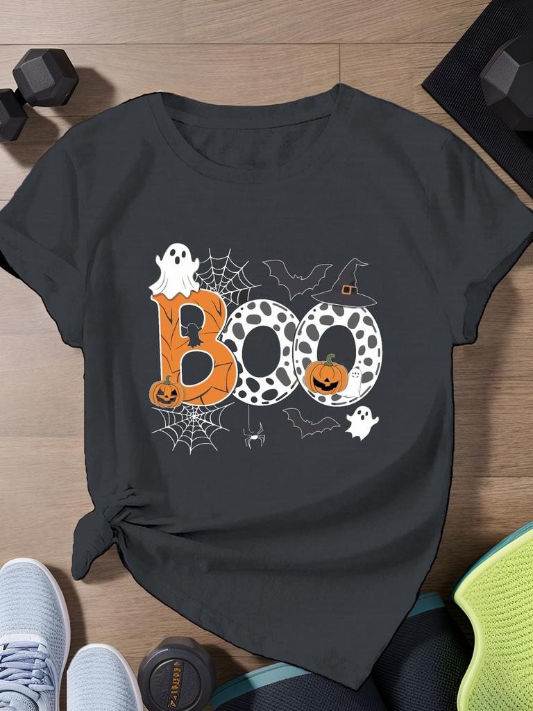 Halloween Boo Ghost Pumpkin Spider Bat Witch Hat T-shirt