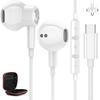 Fones de Ouvido Intra-auriculares com Fio Tipo-C com Qualidade de Som HIF, Suporte a Chamadas, Compatíveis com iPhone 16, 15, Pro, Max, Plus, iPad 10ª Geração, Air 4, 5,