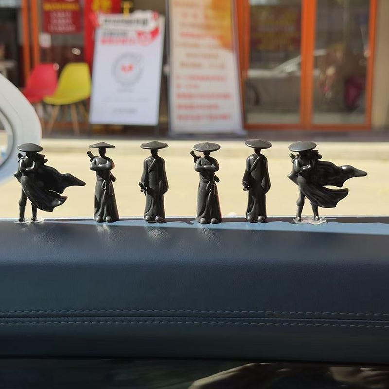 1/3/6PCS Mini Chinese Swordsman Figure Exquisite Ancient Car Statue Ornament Cartoon Swordsman Miniatures Interior Decor