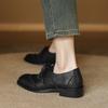 Krazing Pot Cow Skin Autumn Winter Brogues Shoes Lace Up Low Heels Size 42 Round Toe Oxford Shoes Carving Decoration Pumps
