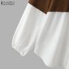 ZANZEA Women Turtleneck Patchwork Casual Long Sleeve Blouse