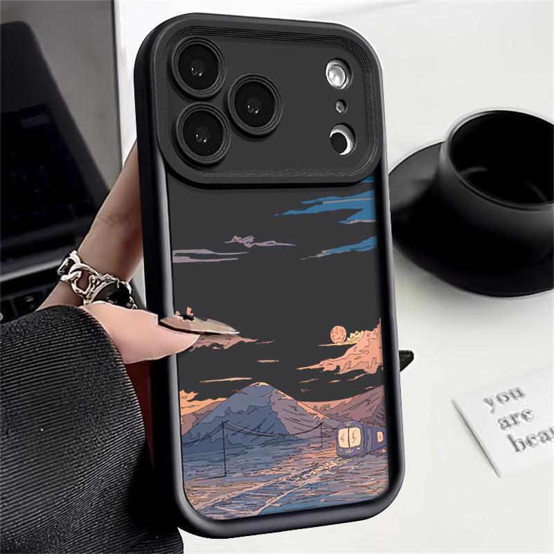 Mountain Train Pattern TPU Phone Case For iPhone Air 16e 17 16 15 14 Pro Max 13 12 Pro 15 16 Plus Shockproof Soft Silicone Cover