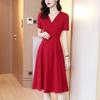 Mm Dress Spring and Summer New French Short-sleeved V-neck Women's Temperament Retro Hepburn Style Small Black Dress