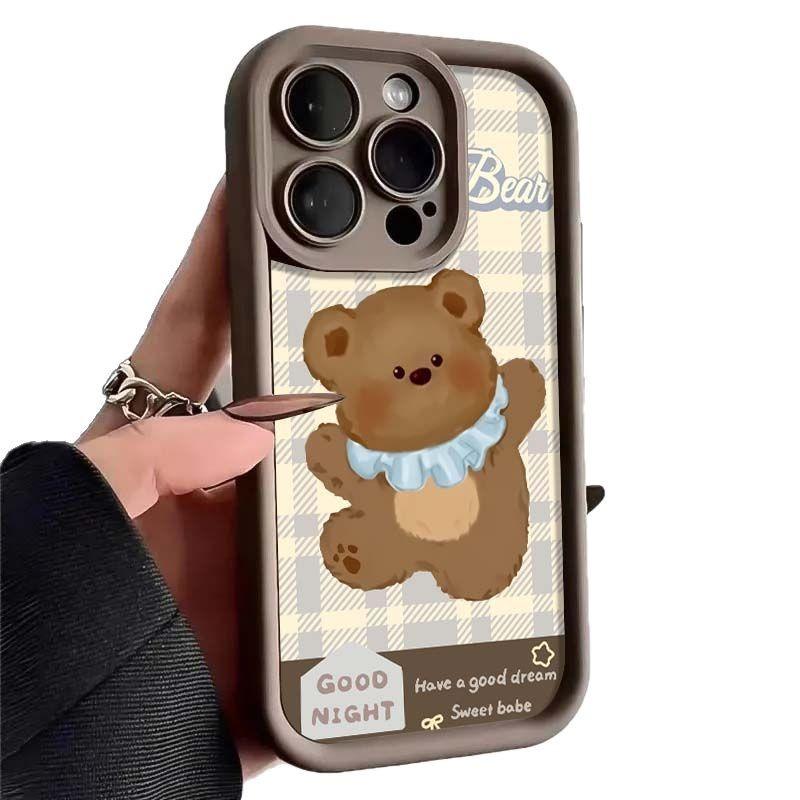 Bib little brown bear iPhone17Promax mobile phone case ladder is suitable for Apple 16promax all-inclusive Tianyan 15.