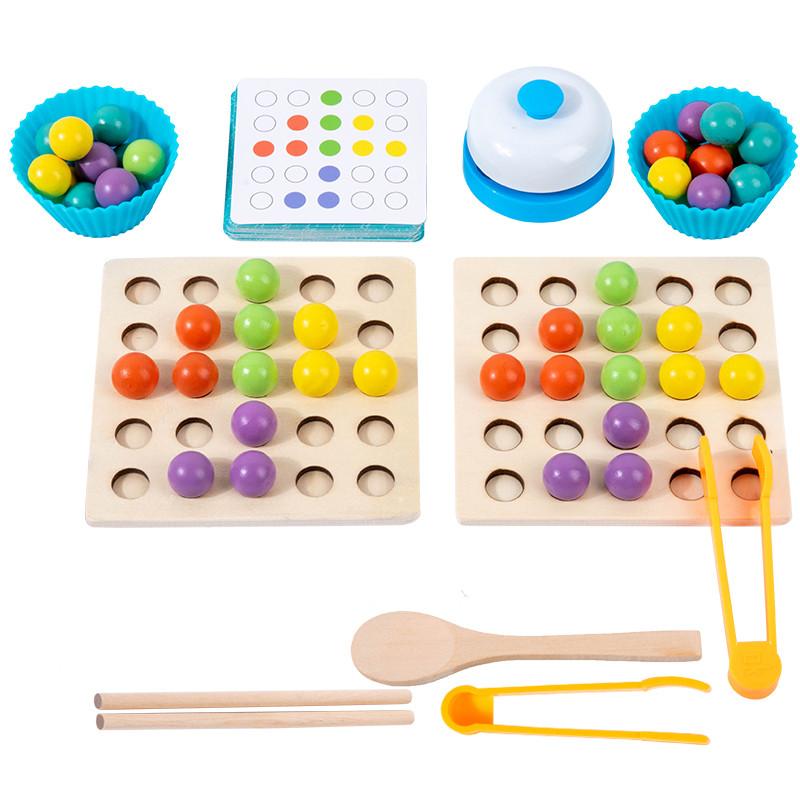 

non-toxic Montessori Wooden Clip Beads Toy Fine Motor Training Color Sorting Matching Early Learning Educational Toys For Children Kids