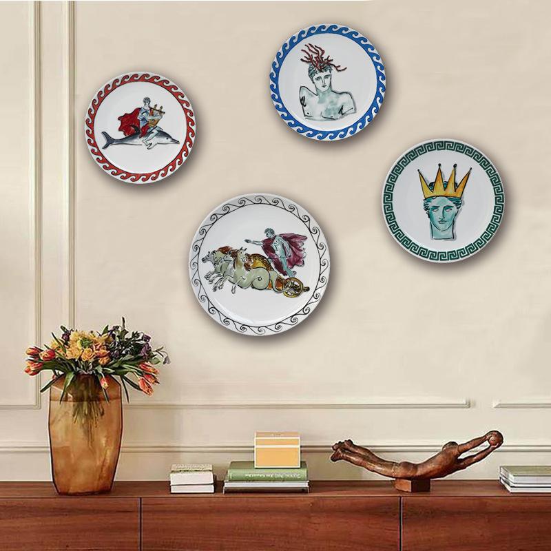 Italian Ginori 1735 Poseidon Tour Plate Ceramic Decorative Ornaments Dish Living Room Bedroom Background Wall Hanging Plate