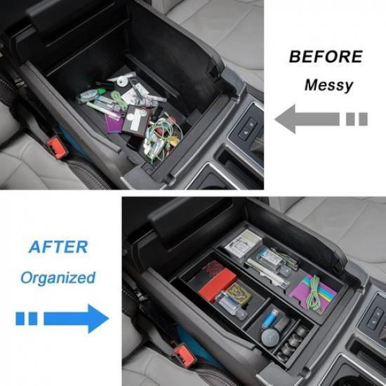 For -24 2025 Ford F150 Pickup Center Console Organizer Armrest Storage Box