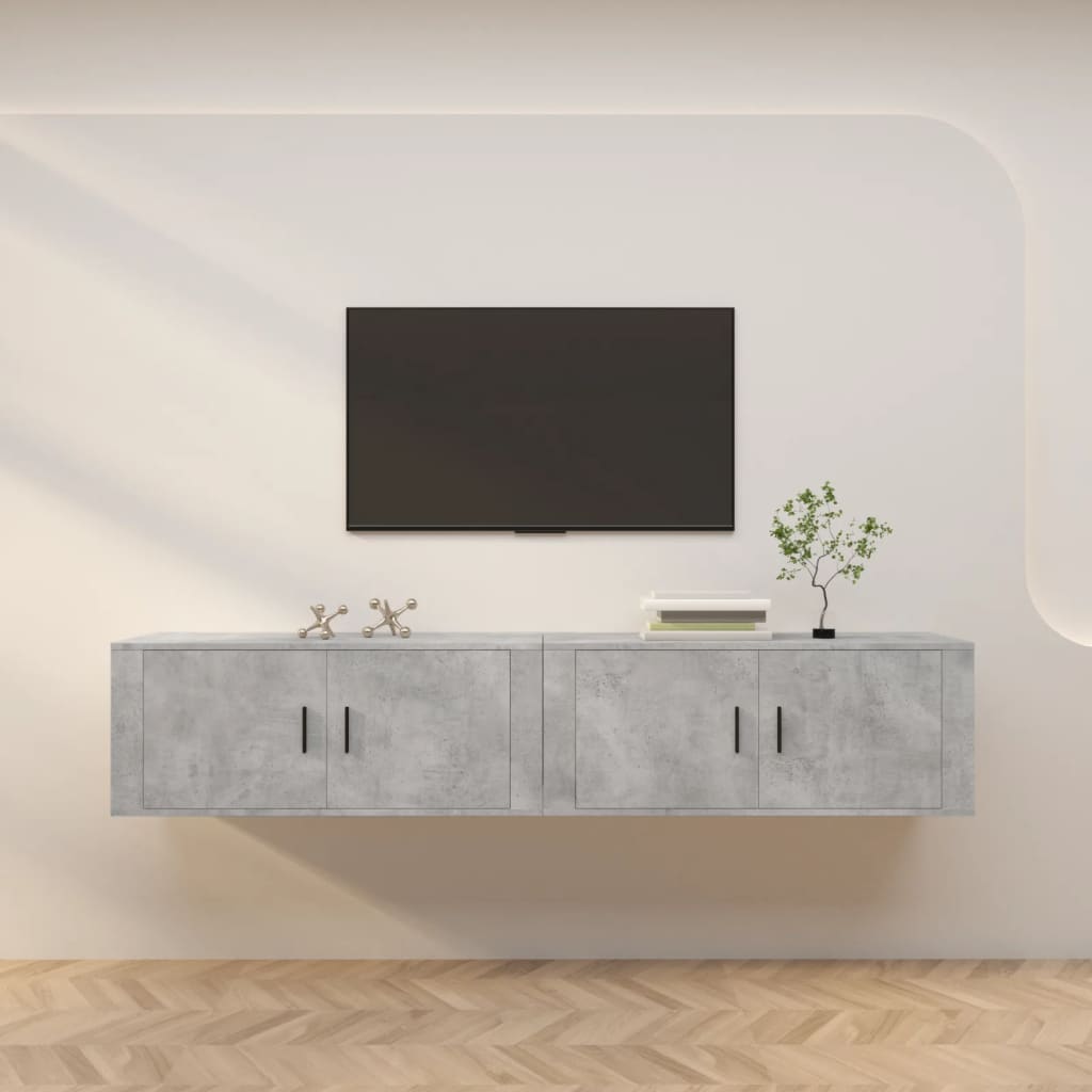 Wall Mounted TV Cabinets 2 pcs Concrete Grey 100 x 34.5 x 40 cm