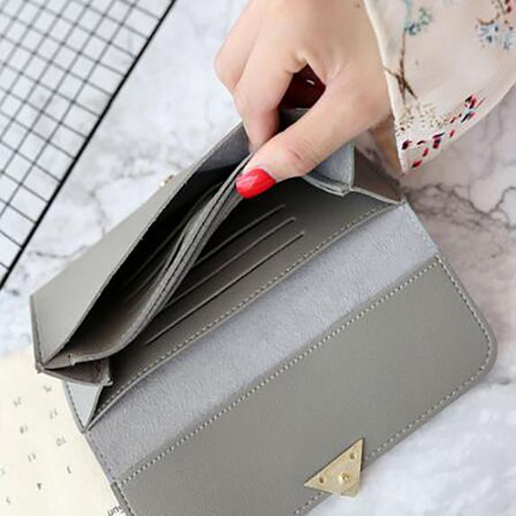 Cute PU Leather Heart Shaped Decoration Long Purse Buckle Cl billetera Cute PU Leather Heart Shaped Decoration Long Purse Buckle Cl billetera