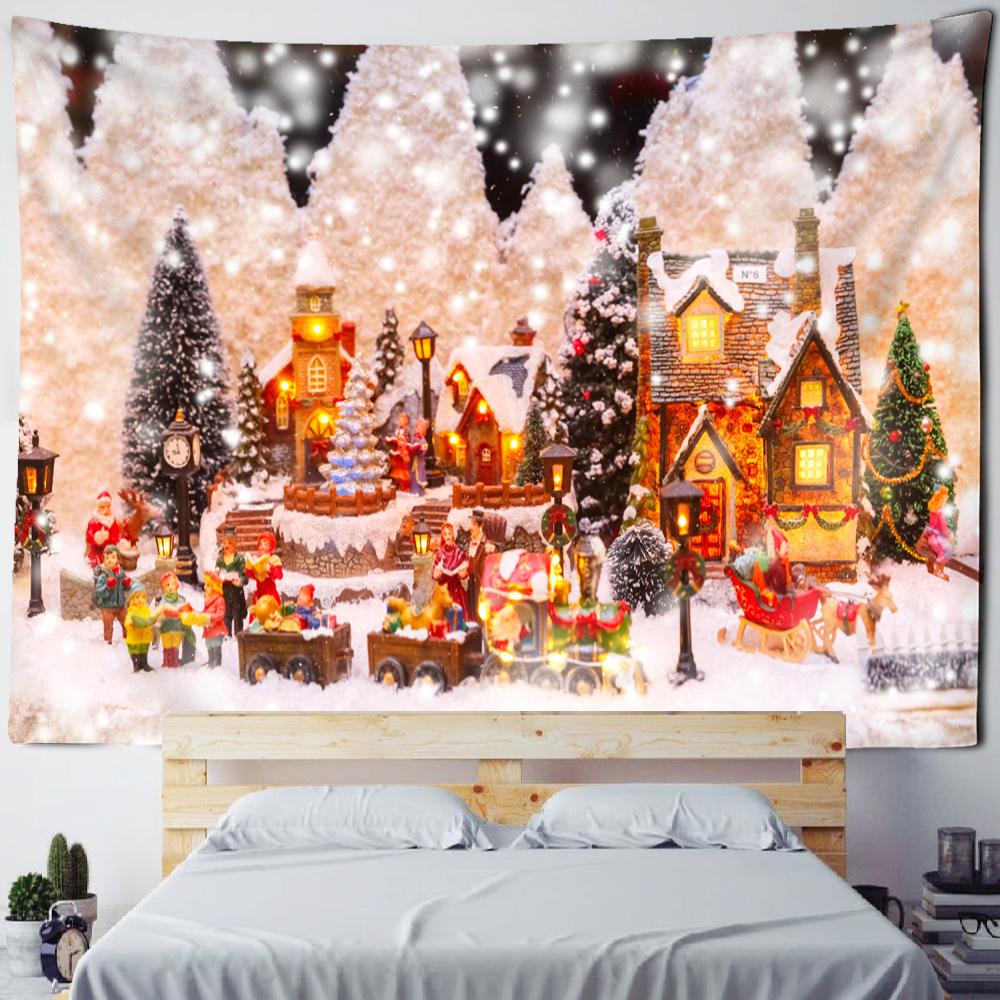 Santa Claus Christmas tree decoration printed pattern tapestry home living room bedroom decoration wall hanging tapestry
