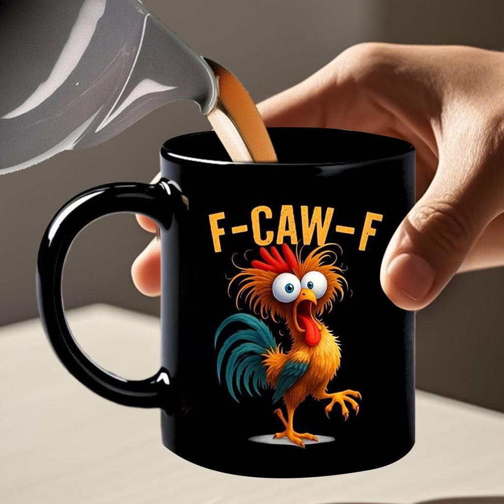 350 ml Rolig Kycklingmugg Nyhet Keramik F-Kuckeliku-F Tupp Kaffekoppar För Män Kvinnor Vänner Familj Gårdshus Heminredning