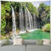 Flower Plant Mountain Forest Waterfall Scenery Modern Garden Wall Hanging Home Living Room Decoration Lake View Tapestry