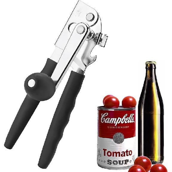 SHIKORI Commercial Can Opener, Manual Heavy Duty with Comfortable Extra-long Handles, Oversized Knob, Large Handheld Can Opener Easy for Big чёрный