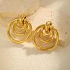 18k Gold Plated Multiple-layer Circular Earrings For Women, Exaggerated Drop Earrings, Geometric Jewelry Gift
