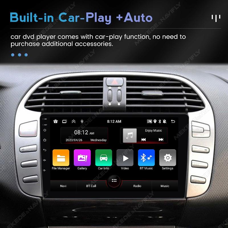 Navifly IPS Screen New Android Car Radio Multimedia Video Player For Fiat Bravo 2007-2012 Carplay Auto GPS 2Din Stereo Receiver