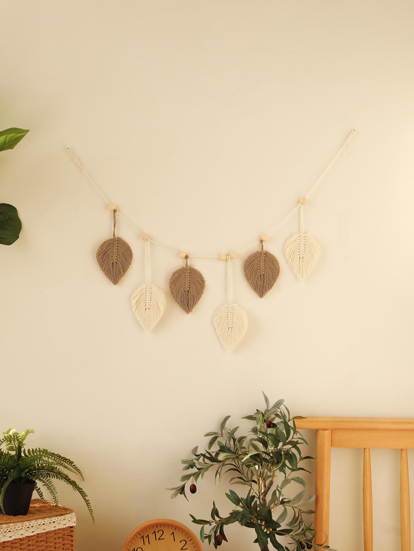 

Leaf Tapestry Macrame Wall Hanging Decor Leaves Tapestries Boho Home Decoration Room Decors Aesthetic for Living Room House Gift