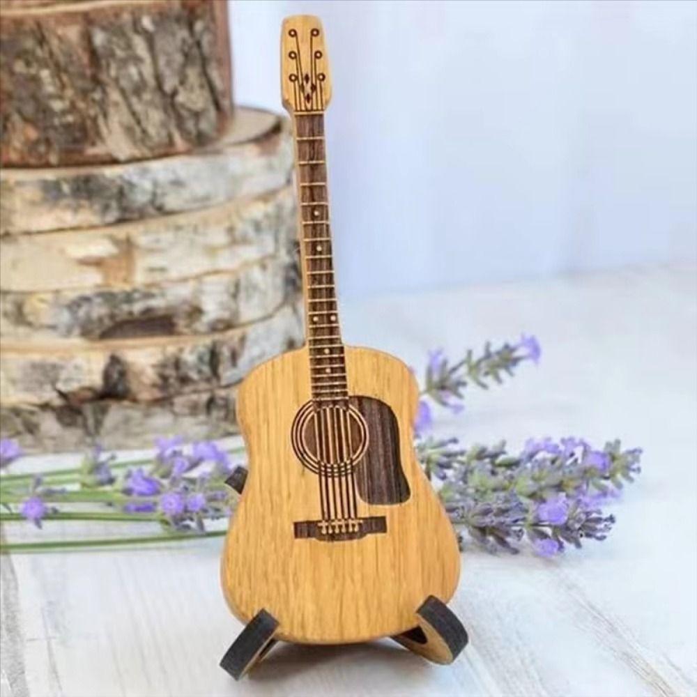 Wooden Material Guitar Picks Storage Guitar Shape Guitar Pick Holder  Guitarist Organization