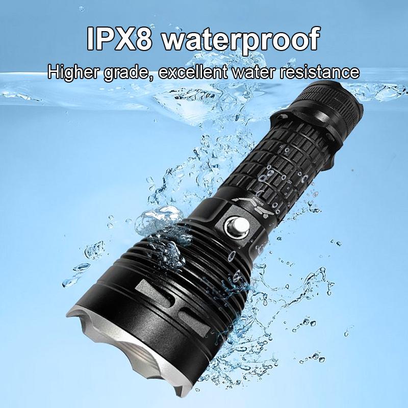 2000000LM Tauch-Taschenlampe Superhelle Taschenlampe LED Professionelles Tauch-Blitzlicht Tauchlampe IPX8 Wasserdichte LED-Taschenlampe
