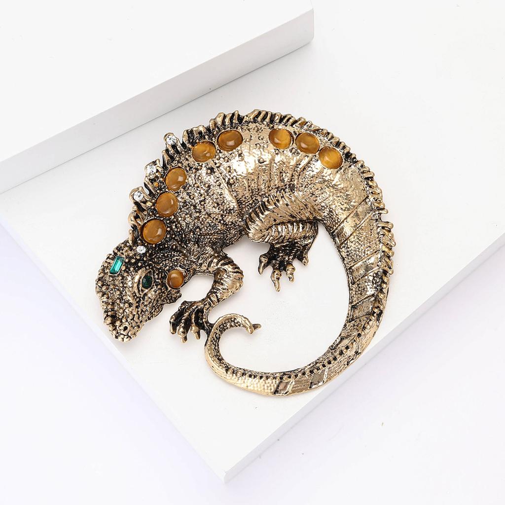 Vintage Rhinestone Lizard Brooches for Women Enamel Vintage Animal Pins Banquet Party Backpack Gifts Jewelry Accessories