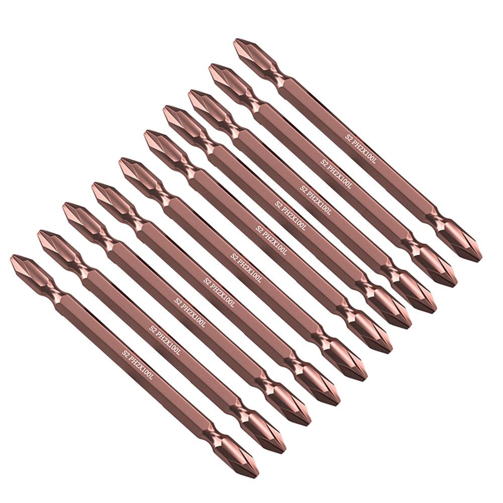 10pc Electric Screwdriver Bit Alloy Steel 100mm Bits PH2 Double Head Drill Bit