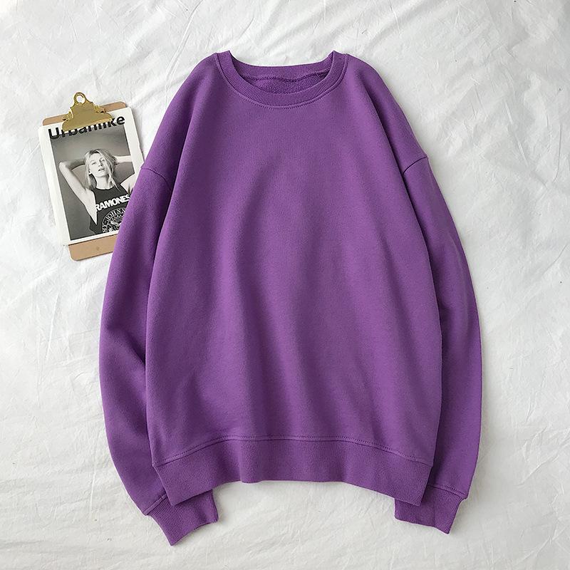 Unisex Crewneck Sweatshirt - Loose Fit for Spring and Autumn, Solid Color, Long Sleeve, Trendy and Versatile.
