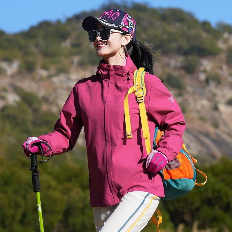 Spring Autumn Windproof Waterproof Running Jacket Women Hooded Detachable Sports Coat Windbreaker Outdoor