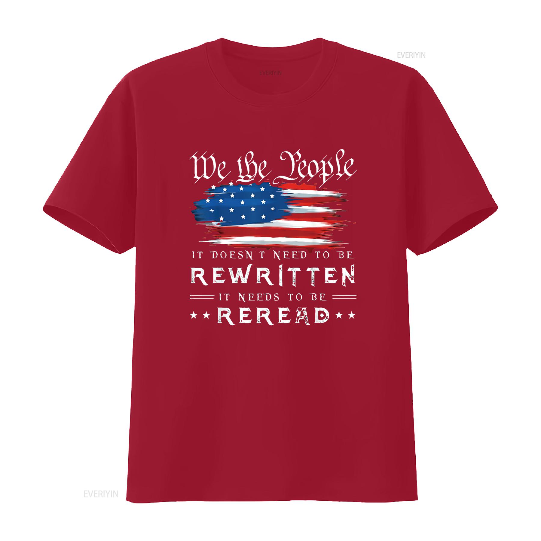 Us Flag Constitution Of The Usa Needs To Be Reread Fashionable T Shirt for Women vintage Washed graphic Versatile Casual S