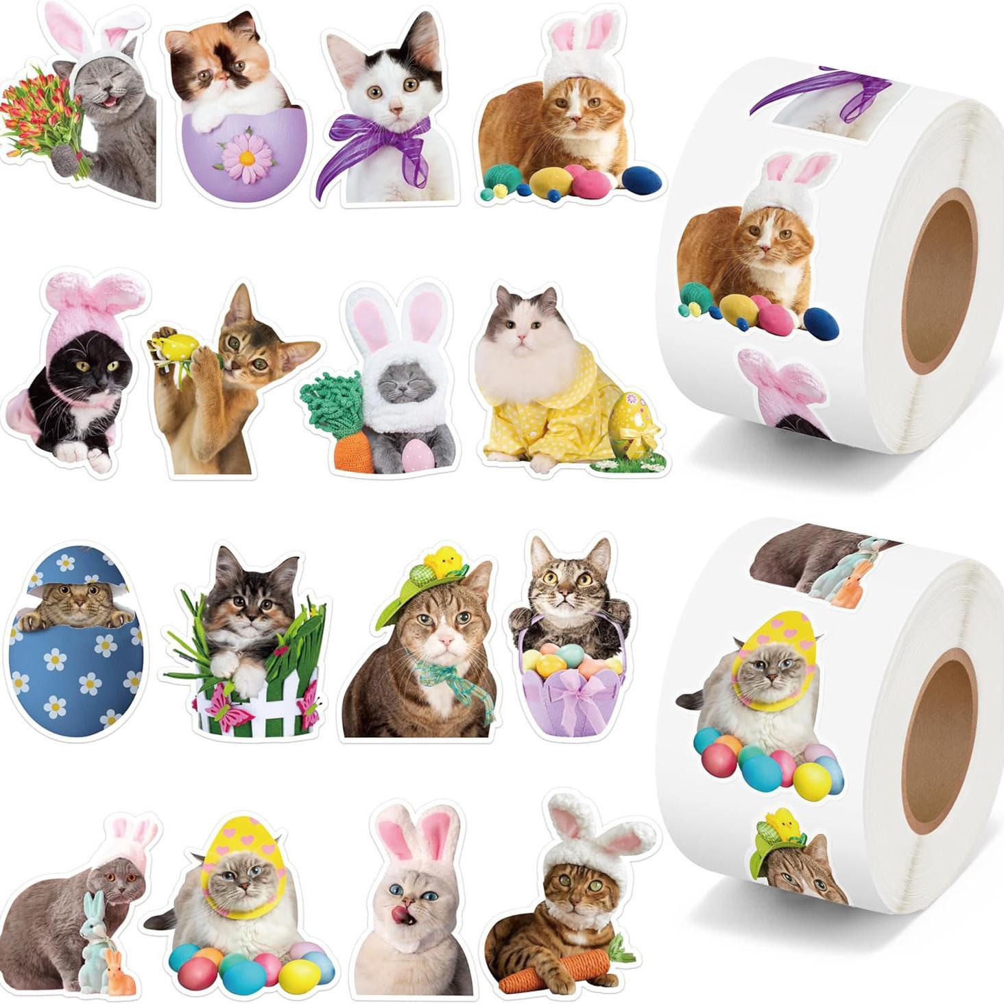 100-500pcs Cartoon Animal Cat Sticker Party Gift Wrapping Label Scrapbook Rewards Stationery Stickers