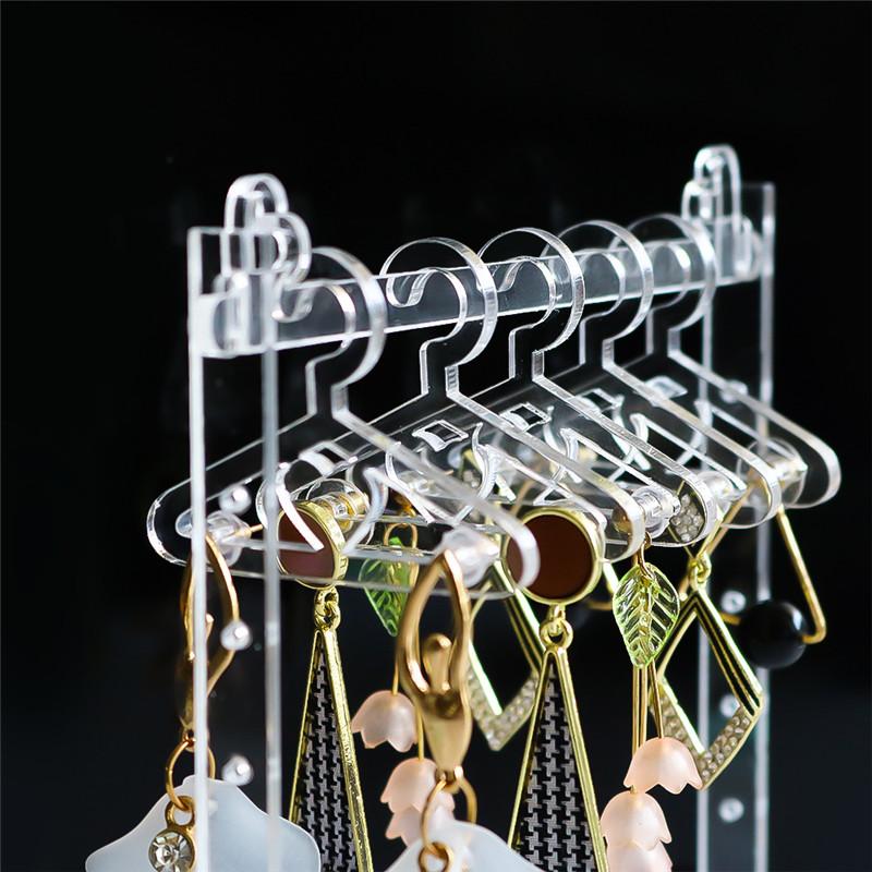 8Pcs Coat Hanger Clear Acrylic Jewelry Display Rack Earrings Hanging Stand Organizer Tabletop Ear Stud Jewelry Storage Holder
