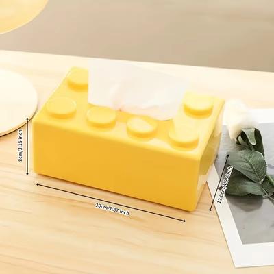 Vibrant Colorful Building Block Tissue Case High Appearance Extra Large Capacity Coffee Table Storage Box Holder Multi-Functiona