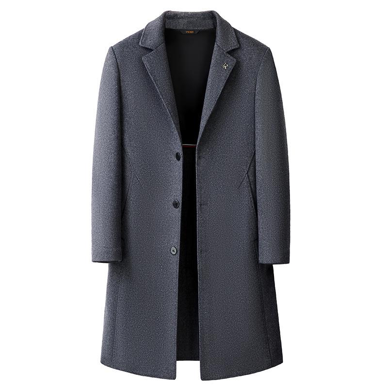 High-Quality Wool Coat for Men - Non-Iron, Casual Winter Trench with Suit Collar