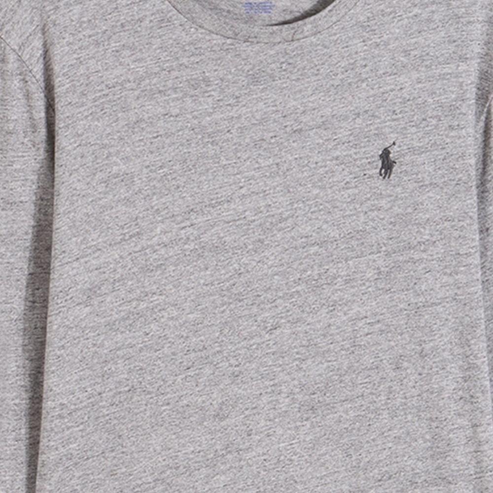 Polo Ralph Lauren Solid Color Pony Embroidered Crew Neck Long Sleeve T-Shirt Men Tops Gray 710627433-002