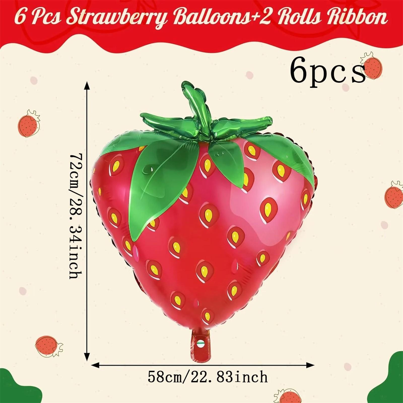 

Набор воздушных шаров серии «Клубника», 6 шт. Шары из алюминиевой фольги в форме клубники Декор для дня рождения девочки, свадьбы, фруктовой вечеринки One Size красный