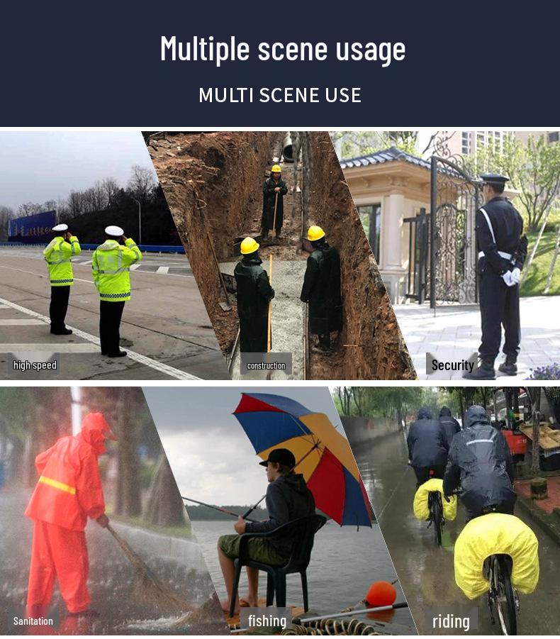 Rainproof Three-Layer Composite Raincoat and Pants Set with Reflective Safety for Traffic Duty