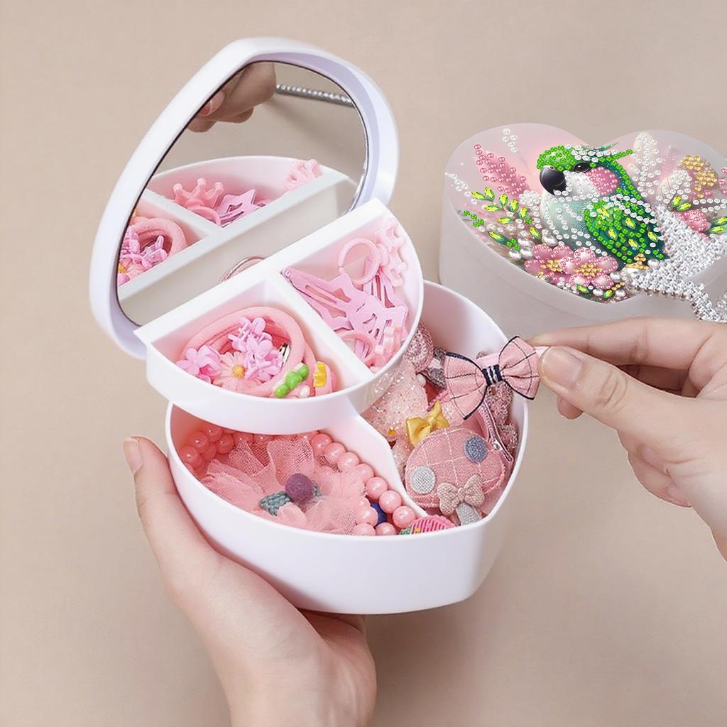 DIY Diamond Painting Rhinestones Decorative Storage Box Partial Drill Crystal Mosaic Storage Container for Desktop Diamond Art