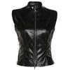 European and American style spring and summer new women's clothing fashion stand-up collar sexy backless slim navel PU small vest women
