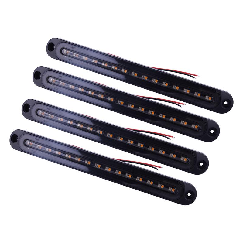 4Pcs 10  LED Tail Brake Stop Light Bar Flowing Sequential Turn Signal Lamp DRL Universal For Truck Trailer RV Lorry Van Car SUV