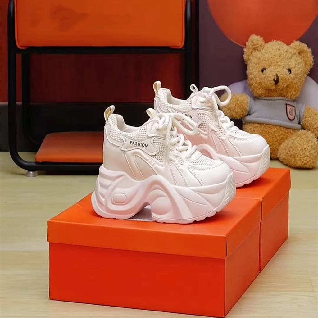 2025 autumn and winter new thick-soled high-top women's shoes 10cm wedge heel comfortable versatile waterproof table dad shoes women's black