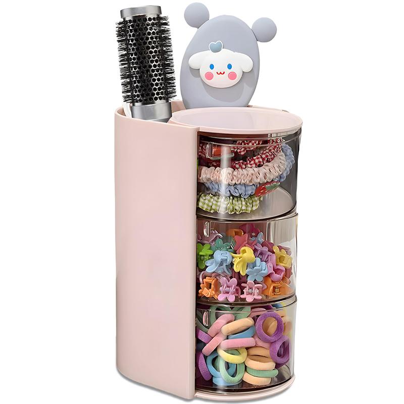 Hair Accessories Organizer With Hair Brush Holder, Rotatable Makeup Brush Holder