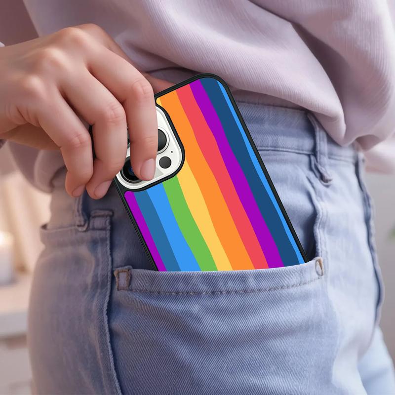 Rainbow Retro Stripes Pink Phone Case For iPhone 17 Air 15 16e 14 13 Pro Max Coque 12 11 Pro Max PLUS cover